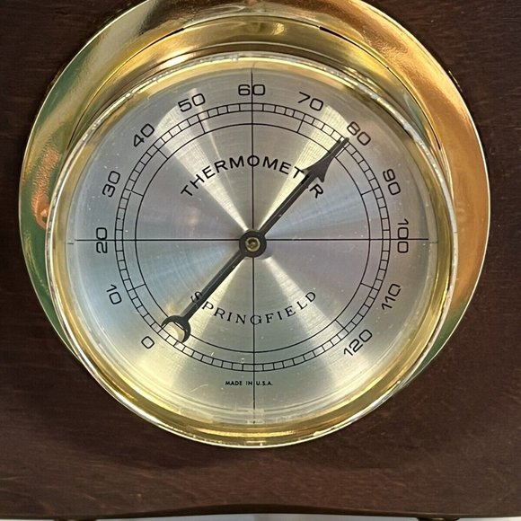 Springfield Weather Station Thermometer, Barometer & Humidity Meter Wood Vintage - Picture 6 of 11
